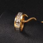 Combination Style Laser Engraving "JESUS" Ring & Chain Necklace