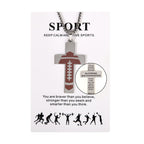 Sport Style Football Pray for Blessings Cross Necklace