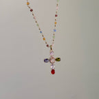 Bible 12 Gemstones Cross Pendant Necklace