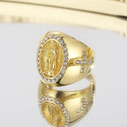 Virgin Mary Stainless Steel Ring Cross Sign Catholic Rings for Religious Jewelry