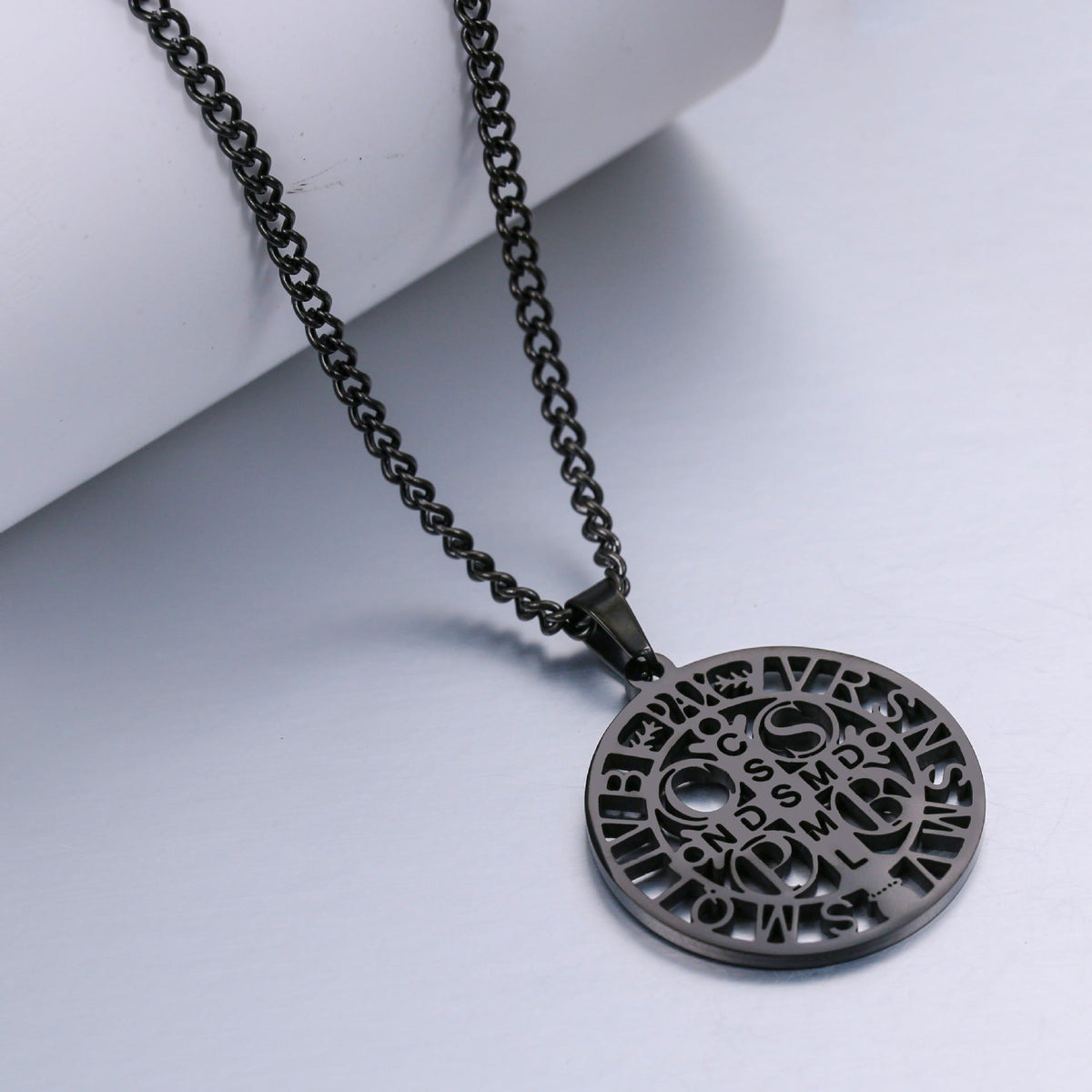 St. Benedict Symbol Openwork Pendant Necklace