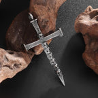 Titanium Steel Skull Nail Cross Pendant Necklace