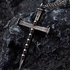 Titanium Steel Skull Nail Cross Pendant Necklace