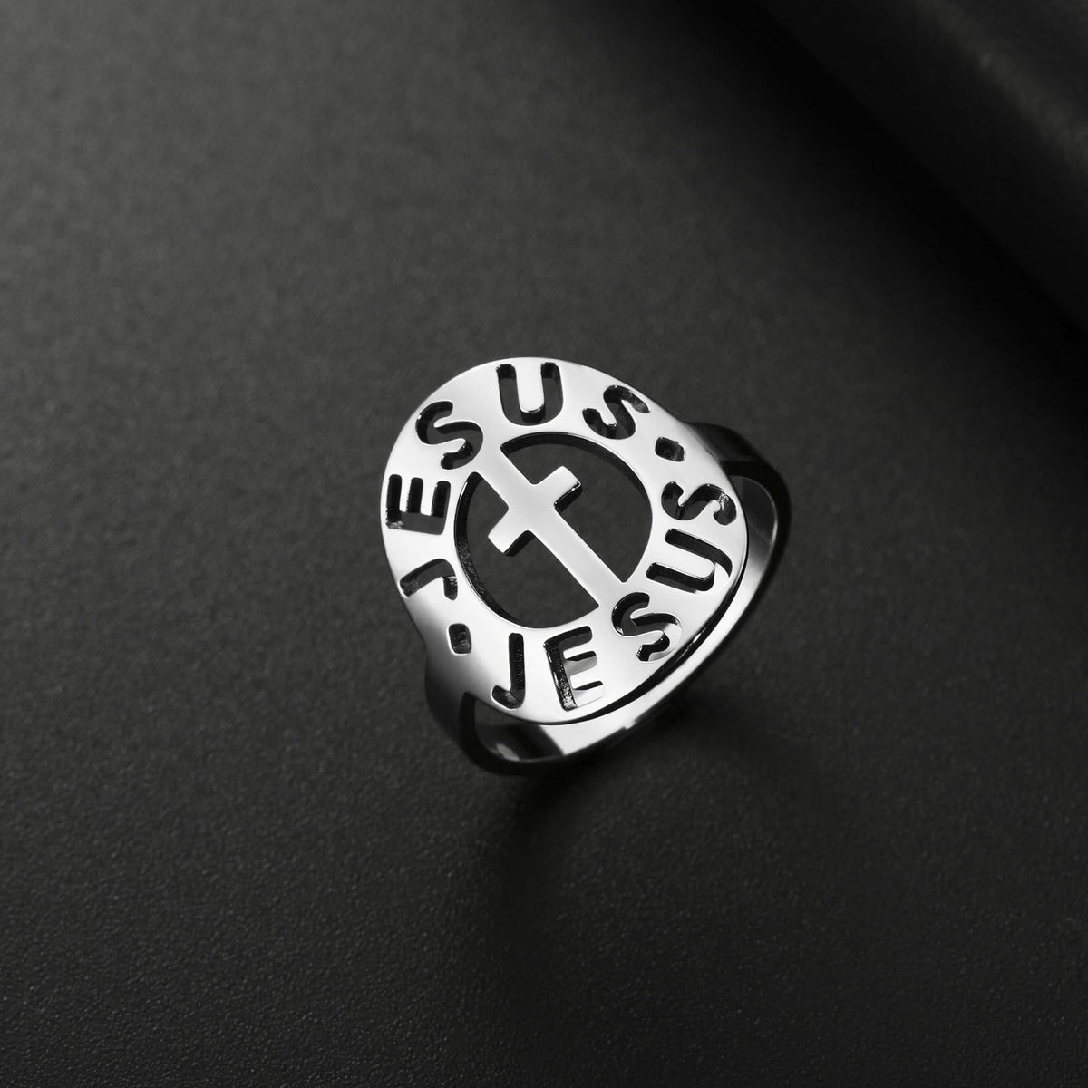 Cross with "JESUS"Amulet Stainless Steel Ring