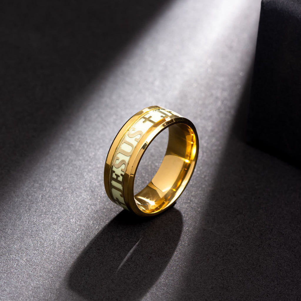 Luminous "JESUS" Printed Stainless Steel Ring