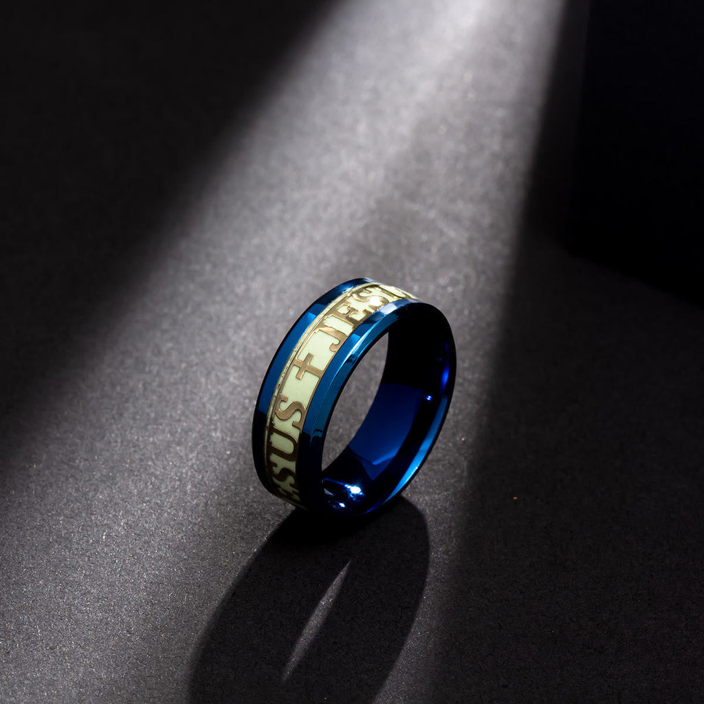 Luminous "JESUS" Printed Stainless Steel Ring