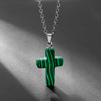 Natural Stone Cross Gemstone Pendant Necklace