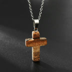 Natural Stone Cross Gemstone Pendant Necklace