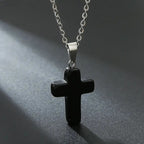 Natural Stone Cross Gemstone Pendant Necklace