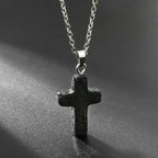 Natural Stone Cross Gemstone Pendant Necklace