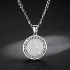 Zircon Set Virgin Mary Titanium Pendant Necklace