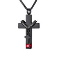 12 Months Birthstone Double Cross Ashes Urn Pendant Necklace