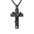 12 Months Birthstone Double Cross Ashes Urn Pendant Necklace
