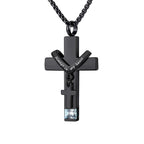 12 Months Birthstone Double Cross Ashes Urn Pendant Necklace
