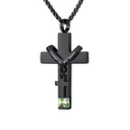12 Months Birthstone Double Cross Ashes Urn Pendant Necklace