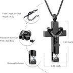 12 Months Birthstone Double Cross Ashes Urn Pendant Necklace