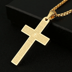 Stainless Steel Lord's Prayer Pendant Cross Necklace