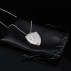 Stainless Steel Lords Prayer Cross Shield Pendant Necklace