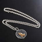 Praying Hands Retro Coin Solid Pendant Necklace