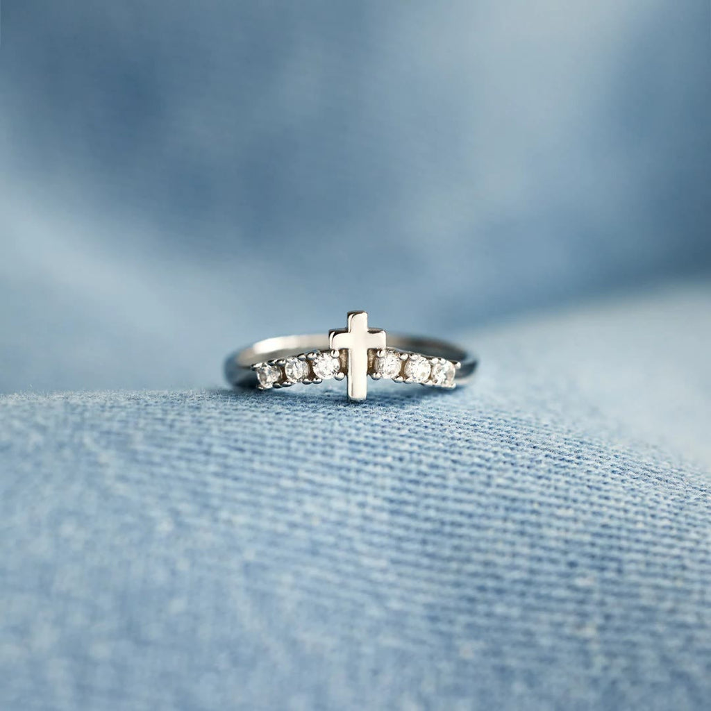 Minimalist Jesus Cross Zirconia Ring