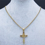 Saint Benedict Cross Mix Bible 12 Crystal Necklace