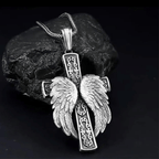 Winged Cross Silver Pendant Christian Necklace