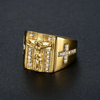 Zirconia Set Crucifix Jesus Religious Ring