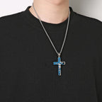 Stainless Steel Crucifix Bible Prayer Pendant Necklace Chain