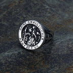 Saint Christopher Protect Us Medal Signet Ring
