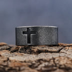 Stainless Steel Antique Punk  Cross Ring