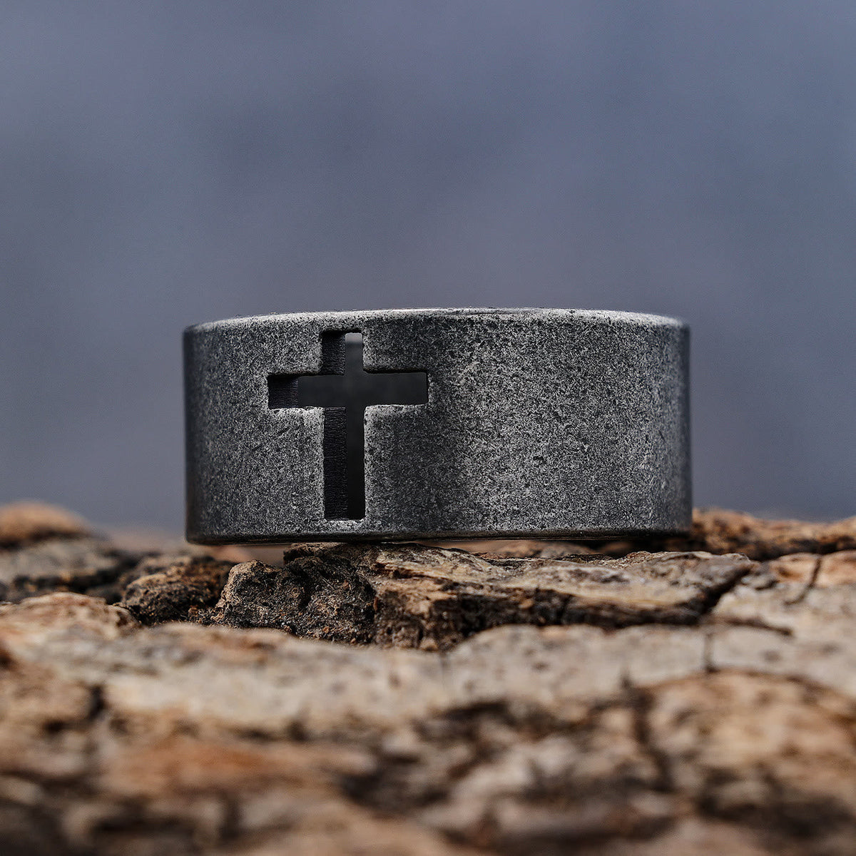 Stainless Steel Antique Punk  Cross Ring