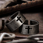 Stainless Steel Antique Punk  Cross Ring