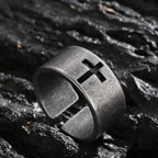 Stainless Steel Antique Punk  Cross Ring