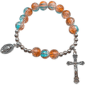 Miraculous Medallion & Crucifix Two-Tone Glass Bracelet
