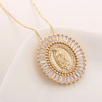 Our Lady of Guadalupe Zirconia Amulet Pendant Necklace
