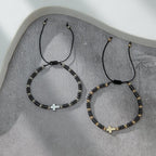 2pcs Cross Decor Beaded Stackable Hematite Bracelet