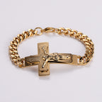 Solid Jesus Cross Bible Verse Crucifix Prayer Bangle Bracelet