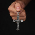 Retro Titanium Virgin Mary Cross Pendant Necklace