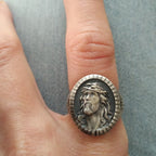 Vintage Christ Jesus Head Cross Blessing Ring