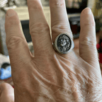 Vintage Christ Jesus Head Cross Blessing Ring