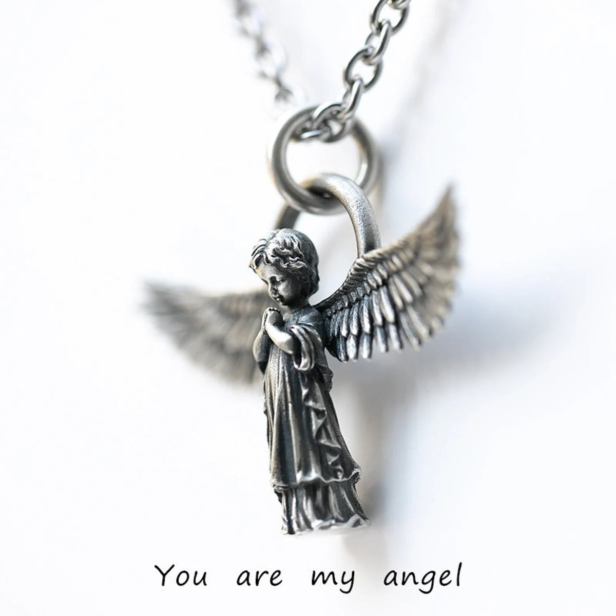 Spread-winged Praying Angel Protection Necklace