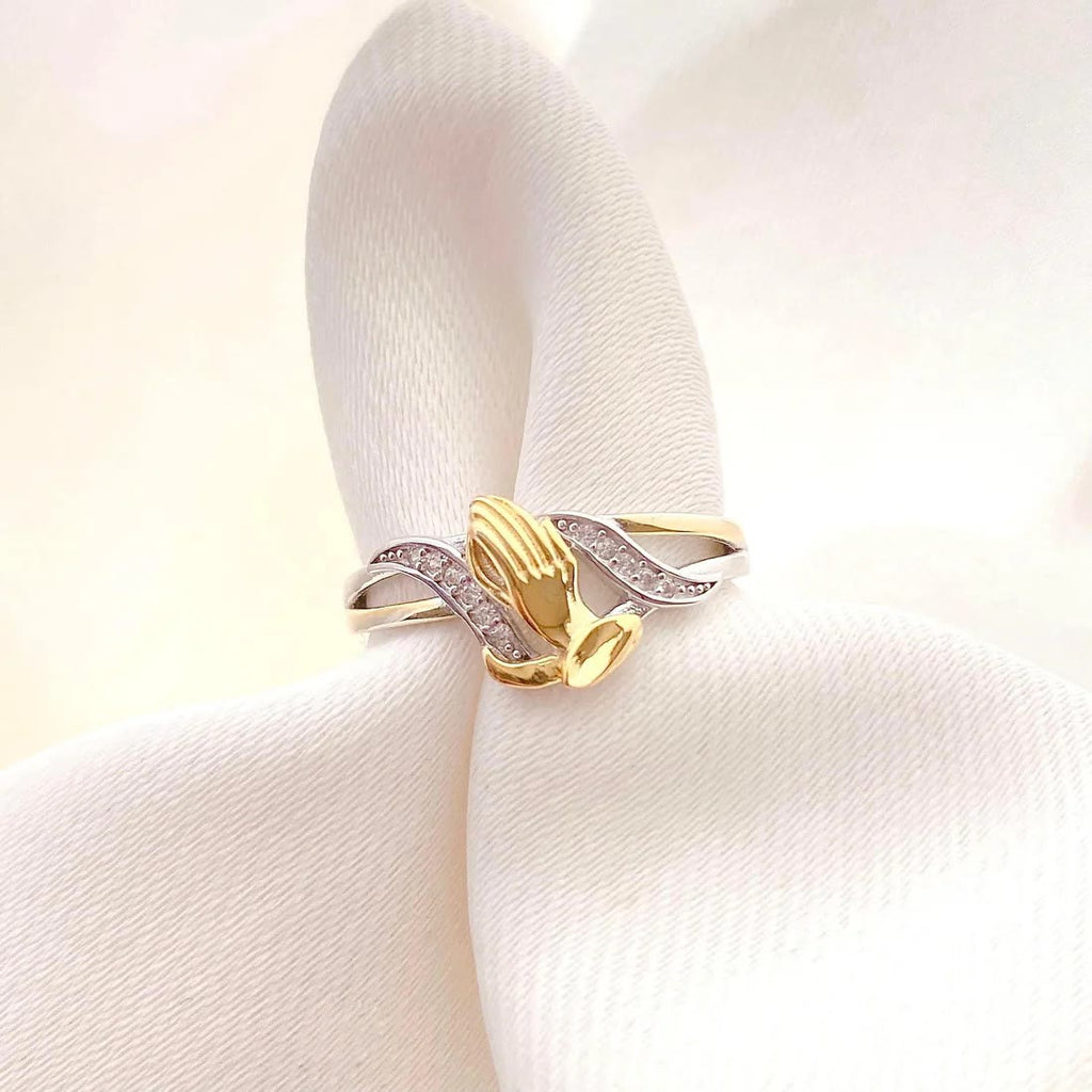 Praying Hands Gold & Silver Ring