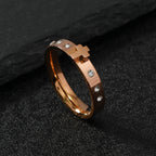 Colorfast Three-dimensional Cross Stainless Steel Ring