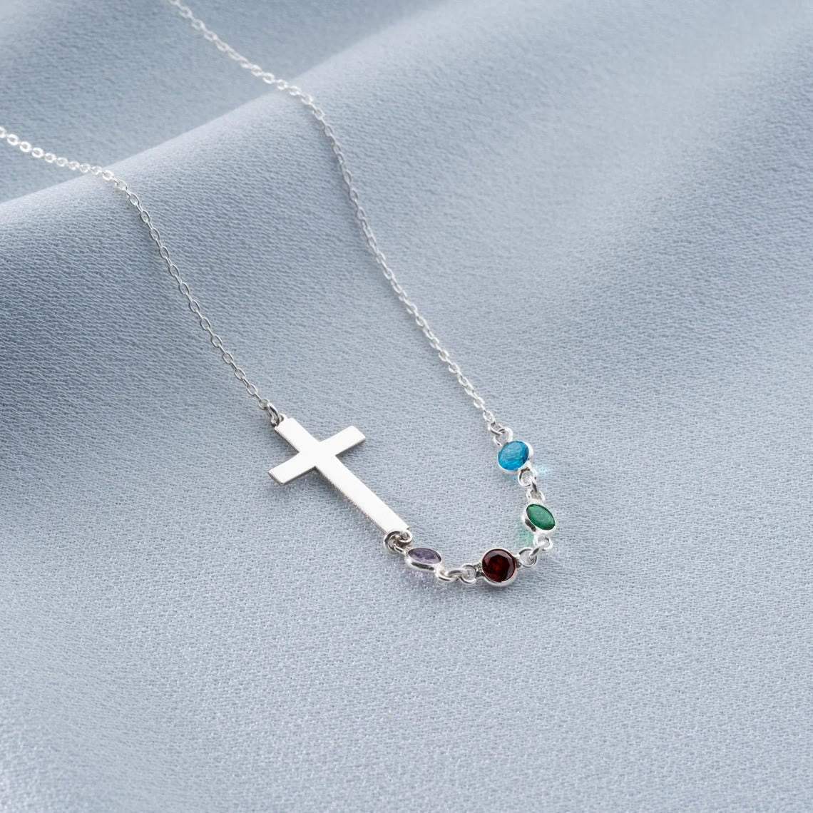 Biblical Birthstone Cross Necklace Religion Jewelry Gift