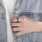 Rotatable Skull Head Cross Religion Ring