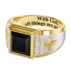 Faith Two Tone Plated Cross Ring - With God All Things Are Possible