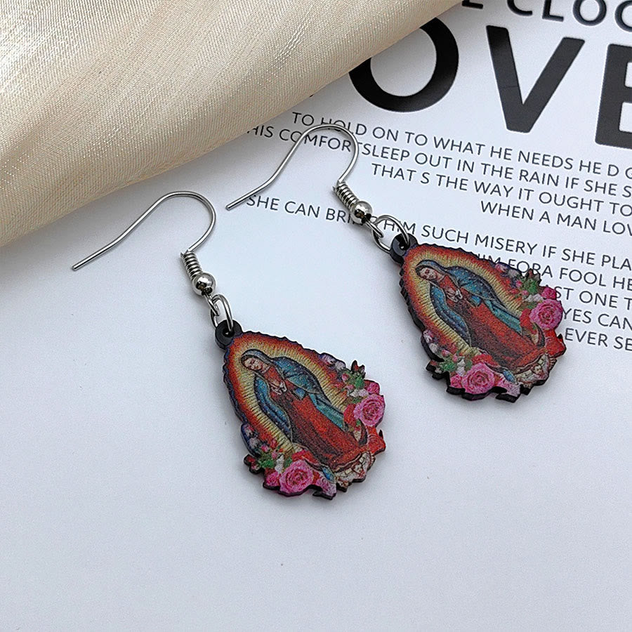 Our Lady Of Guadalupe Virgin Mary Colorful Earrings VIP