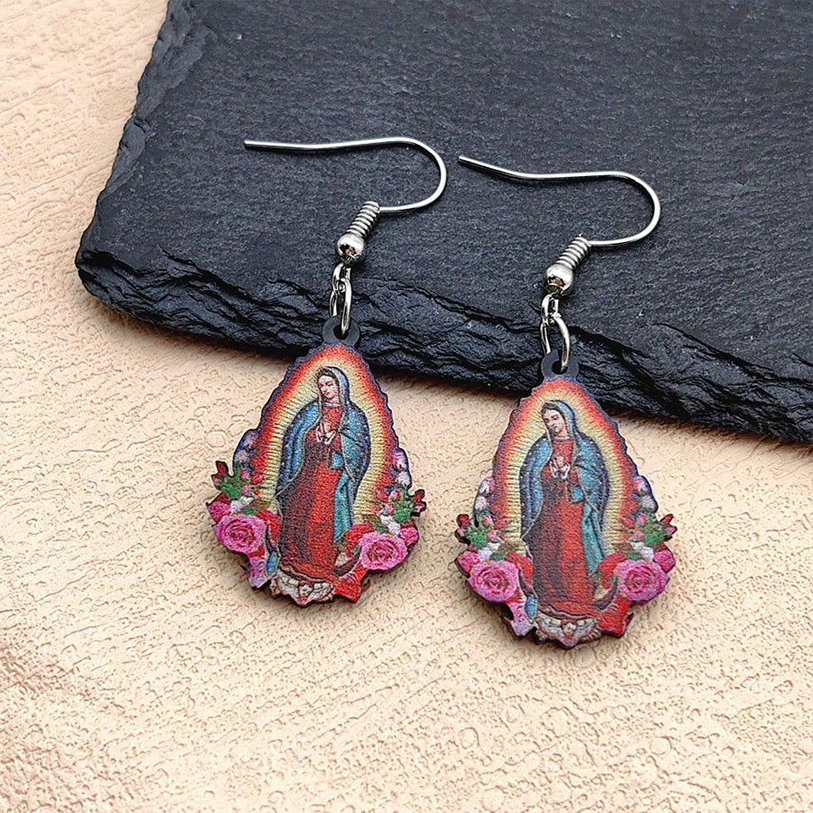 Our Lady Of Guadalupe Virgin Mary Colorful Earrings VIP