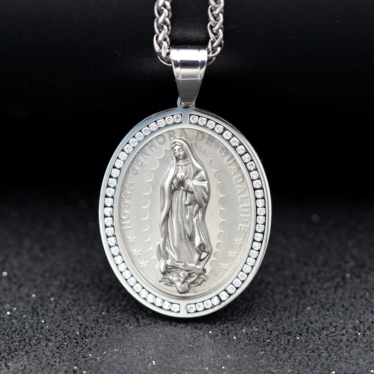 Virgin Mary Religious Stainless Steel Pendant Necklace