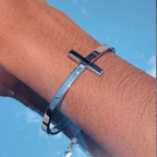 Silver Cross Cuff Bangle Religion Bracelet